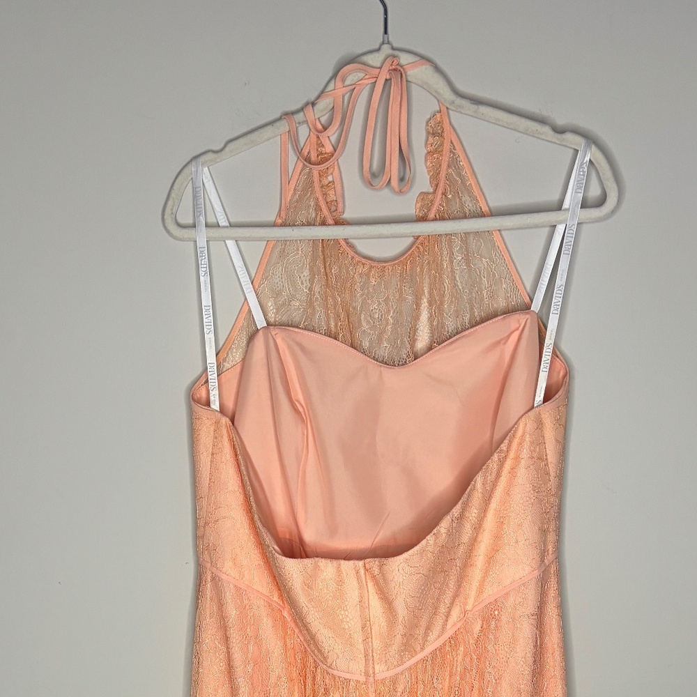 David’s Bridal Size 20 Allover Chantilly Lace A-Line Dress Peach Bellini EUC - Picture 6 of 8
